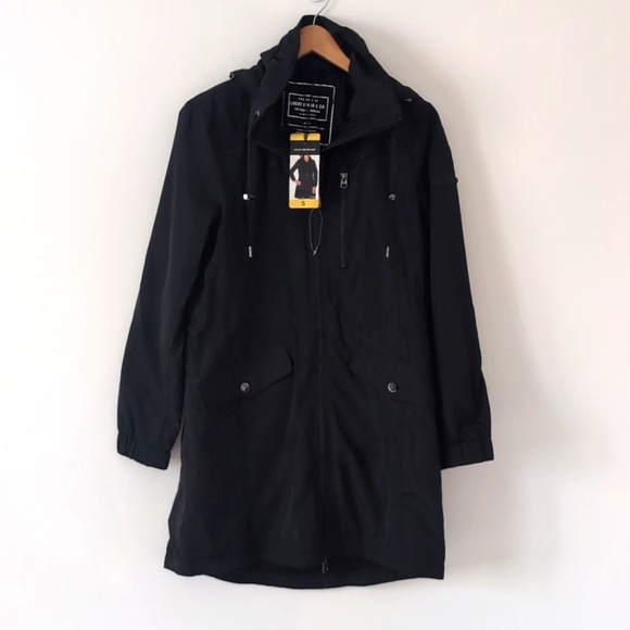 Lucky Brand Jackets & Blazers - New Lucky Brand Long Black Rain Coat Windbreaker Jacket Packable Small
